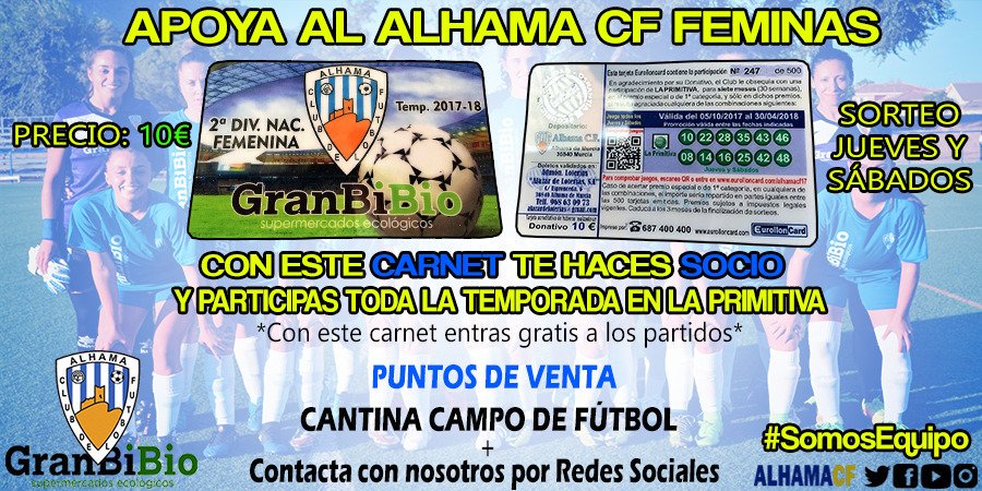 AlhamaElPozo's tweet photo. OFICIAL | ¡Ya a la venta los carnets de socios para la temporada 2017/18 por un precio de 10€! 

Puntos de venta: Cantina campo + Info RRSS📲 https://t.co/qwcoUsuSR2