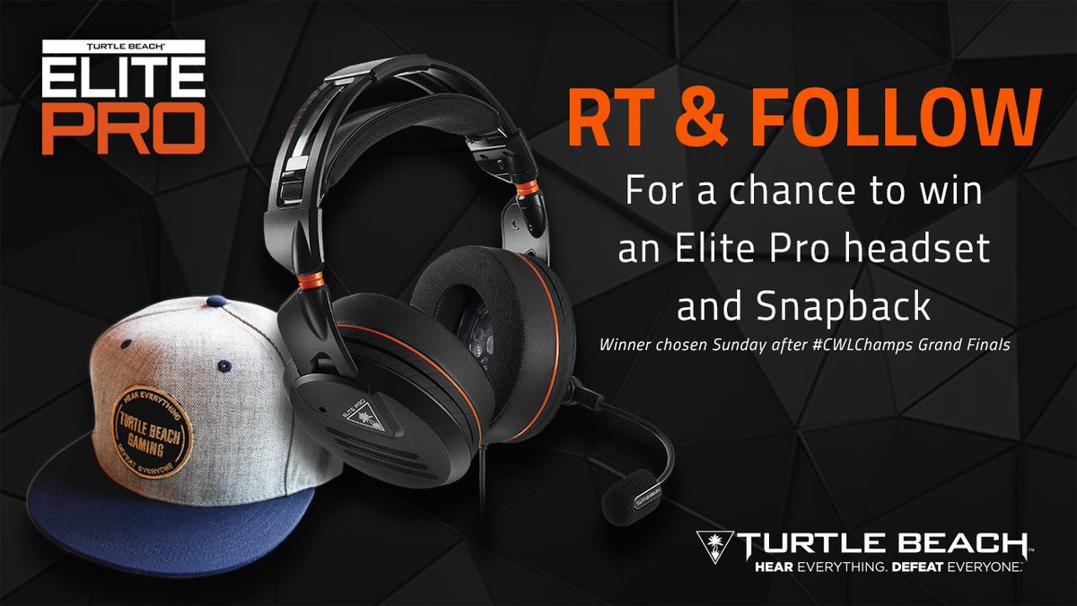 TurtleBeach's tweet image. We're celebrating #CWLChamps this weekend with a giveaway! RT &amp;amp; Follow for a chance to win an Elite Pro plus a sweet snapback! #WeAreElite