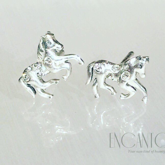 RT EncantoJeweller "Our wonderful #sterling silver #horse earrings embellished with #swarovski crystals "
