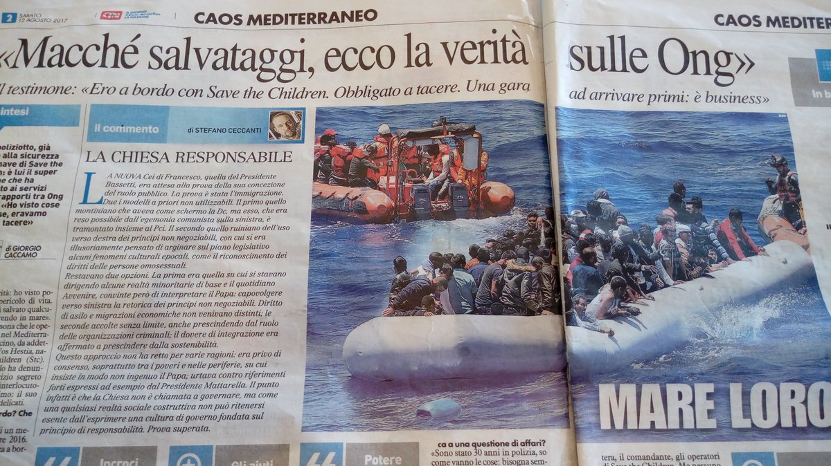 DavideVikingo's tweet image. IL Testimone: "ERO A BORDO CON Save the Cildren OBBLIGATO A TACERE. UNA GARA AD ARRIVARE PRIMI: È UN BUSINESS"
(Oggi sul"Resto del Carlino")