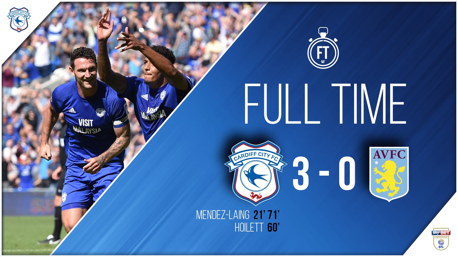 Cardiff City FC on X: FULL TIME: #CardiffCity 3-0 @AVFCOfficial Neil  Warnock's men with a dominant win at @CardiffCityStad! #CityAsOne 🔵⚽️🔵⚽️   / X