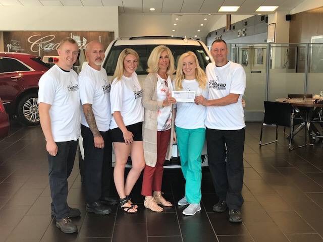 Congrats to Team D’Addario 4 completing #swimacrossthesound! Thank u 4 ur support!@daddarioauto presenting donation check to <a href="/lynmccarthy301/">Lyn McCarthy</a>