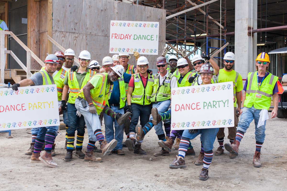 allchildrens's tweet photo. We had a very fun Friday yesterday with @SkanskaUSA during a crazy socks-themed dance party in our Infusion Center! https://t.co/axMxOVZBG9