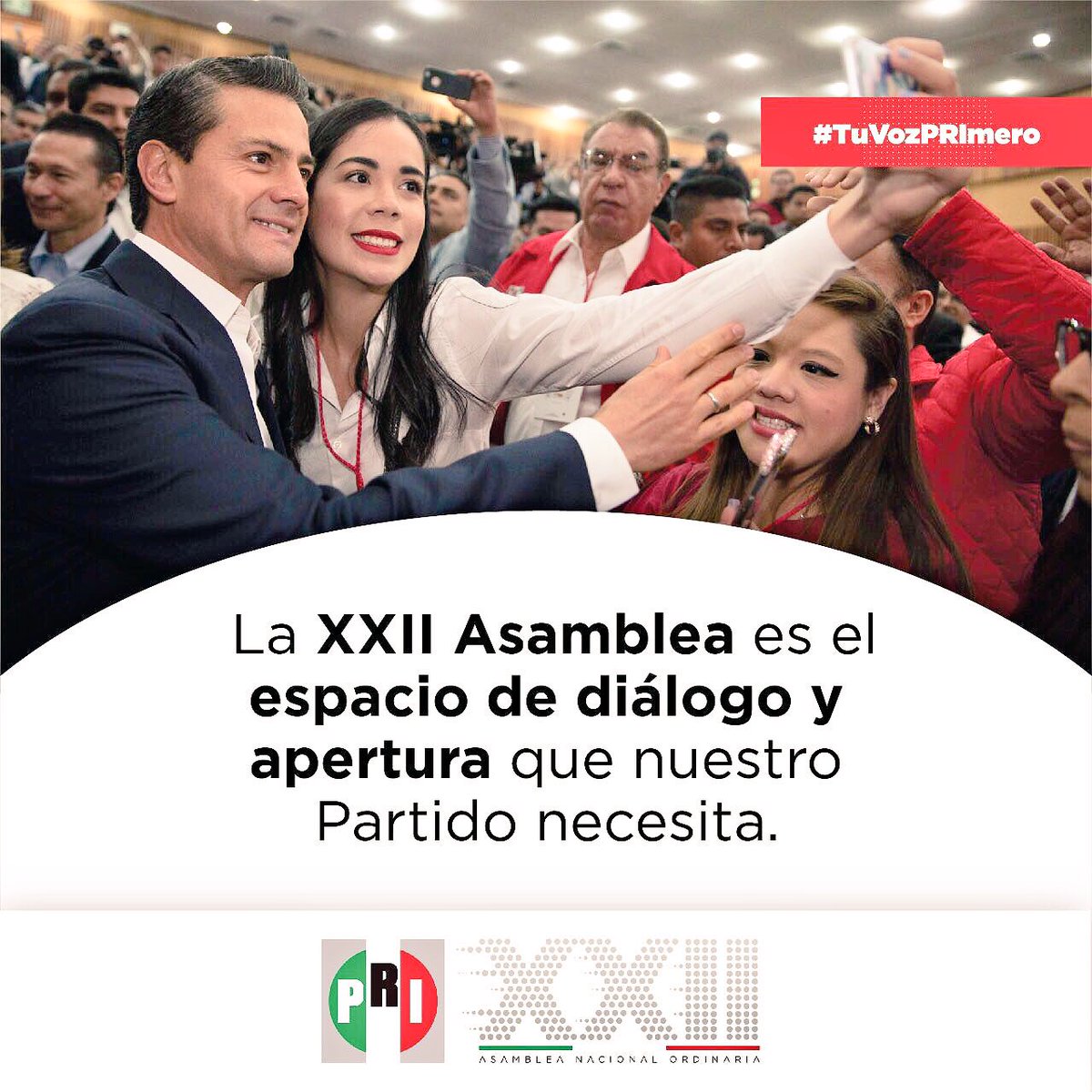 Hoy en la #XXIIAsambleaPRI nuestro partido demuestra que el diálogo y la apertura es parte de nuestra fortaleza. #TuVozPRImero.