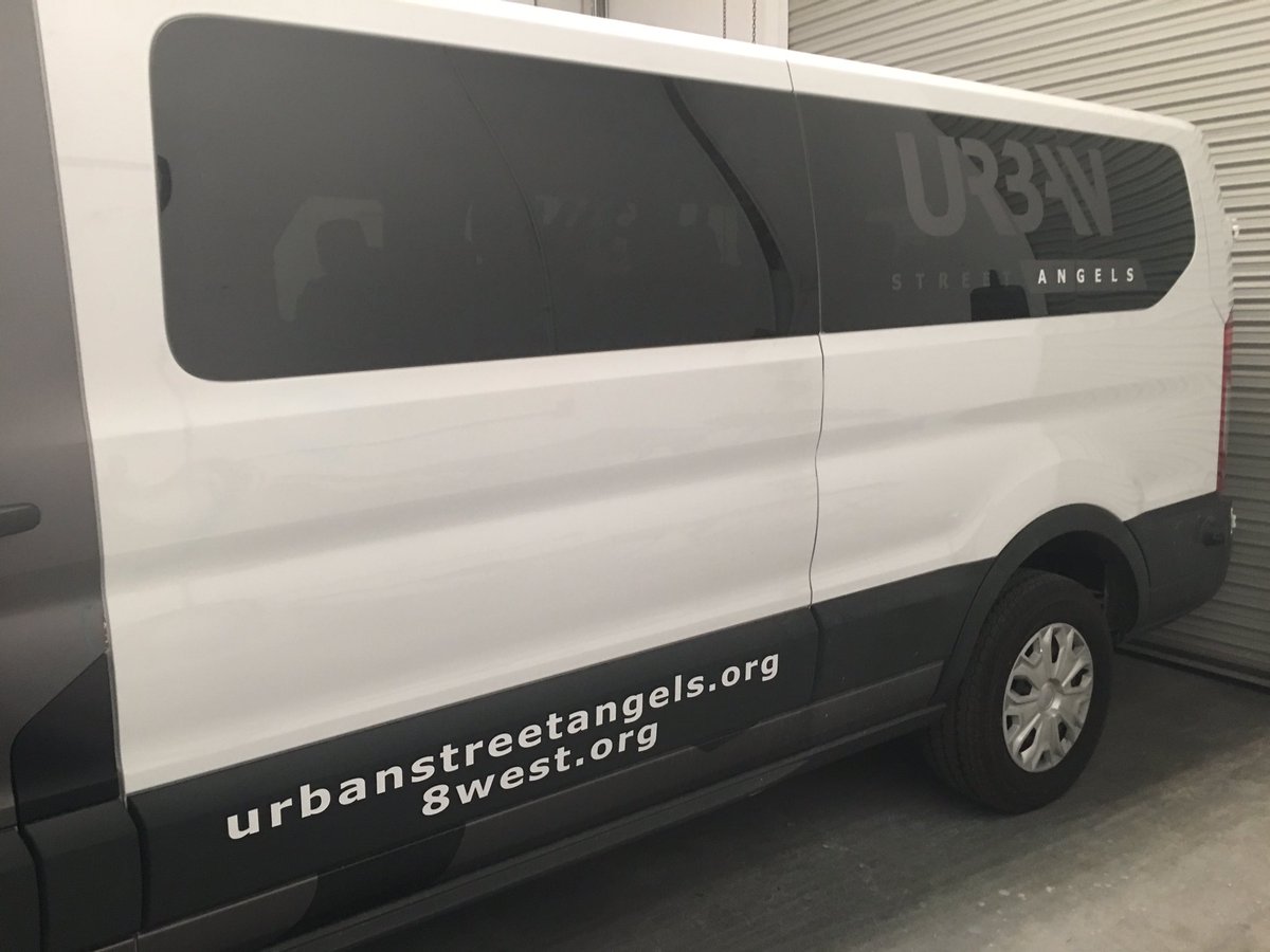 8WestUSA's tweet photo. Van is back from being repaired, now time for the re-wrap! #van #EndYouthHomelessness #jobs #handup #transportation @UrbStreetAngels https://t.co/0zLUNTYrt2