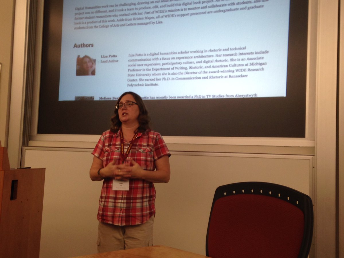 SKgunning's tweet image. @LizaPotts arguing for the value of supporting digital scholarship #sigdoc17 #sharingknowledge #digitalhumanities #makeyourbookdomore