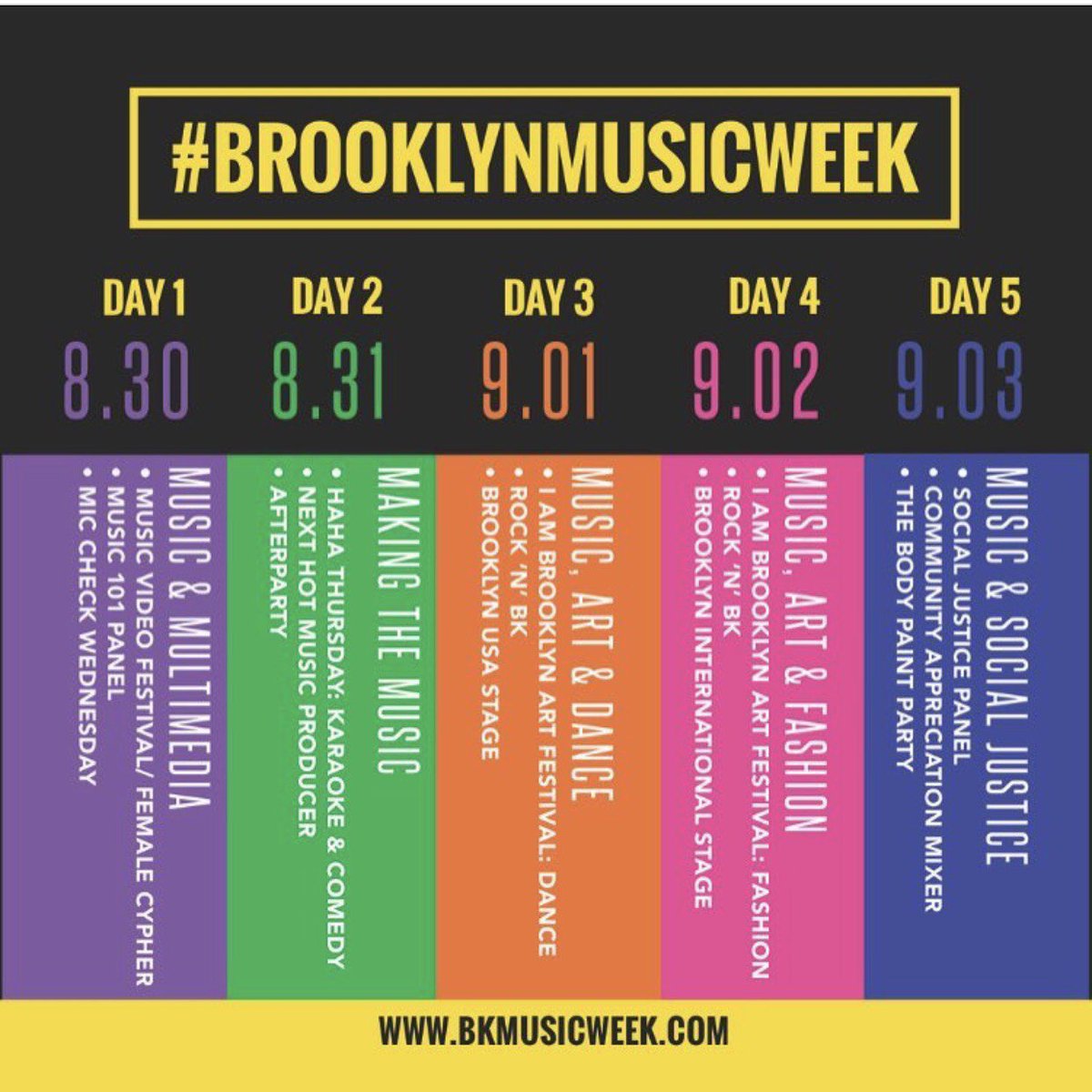 Attend <a href="/BK_MusicWeek/">Brooklyn Music Week</a>, the 5-day event will be taking place August 30-Sept. 3! #Brooklyn #music #nyc #hiphop Tickets: eventbrite.com/e/brooklyn-mus…