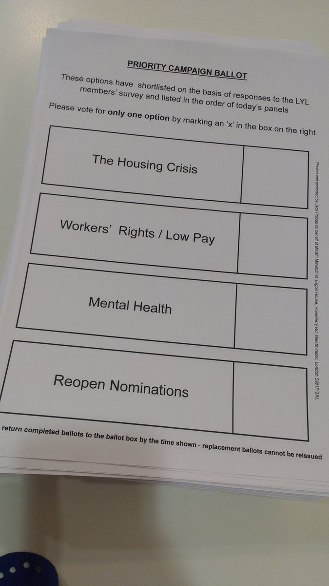 rachellybee's tweet photo. Housing, mental health or worker's rights? get a ballot and vote on what @LDNYoungLabour's priority campaign should be #LYLSummer17 https://t.co/0Mk6u7QKXw