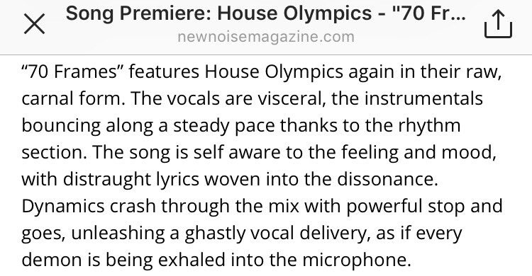 Thanks to <a href="/NewNoiseMags/">New Noise Magazine</a> for the kind words about our new song "70 Frames," which you can listen to now - newnoisemagazine.com/song-premiere-…