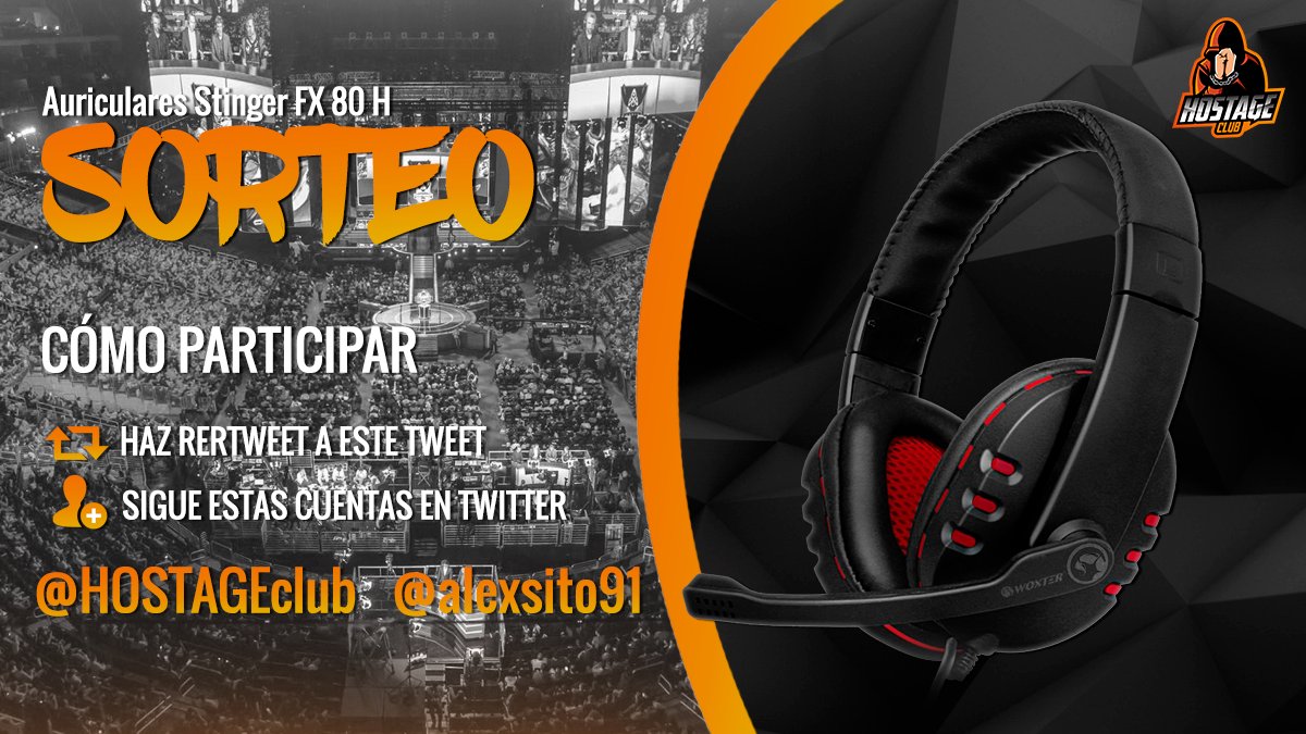 HostageClub's tweet photo. 🎁SORTEO🎀
¡Sorteo de unos Auriculares Stinger FX 80H!

Requisitos: 
-Retweet ✅
-Follow @HOSTAGEclub y @alexsito91 ✅

Fin del sorteo: 31/08/17 https://t.co/bD7HiMfbbR