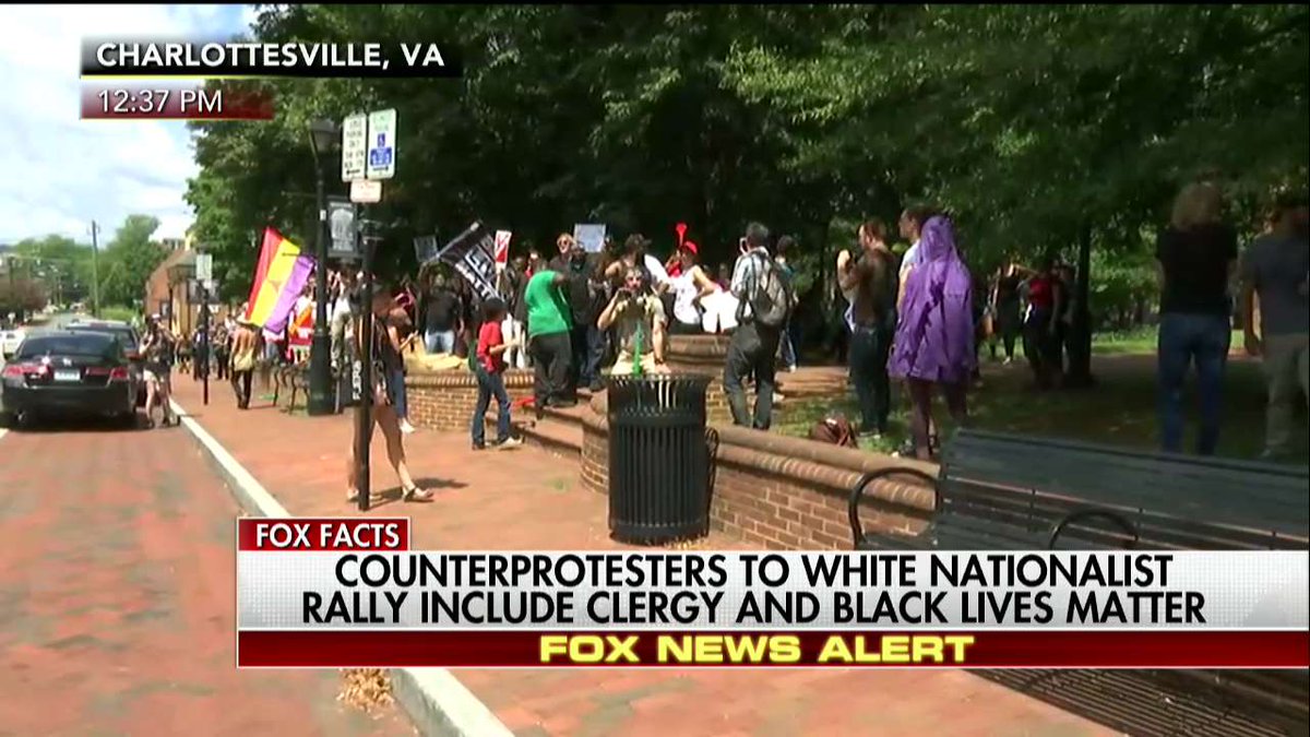 FoxNews's tweet photo. Counterprotesters to white nationalist rally include clergy and #BlackLivesMatter, https://t.co/WsU76RXZeZ https://t.co/gIsexElbvc