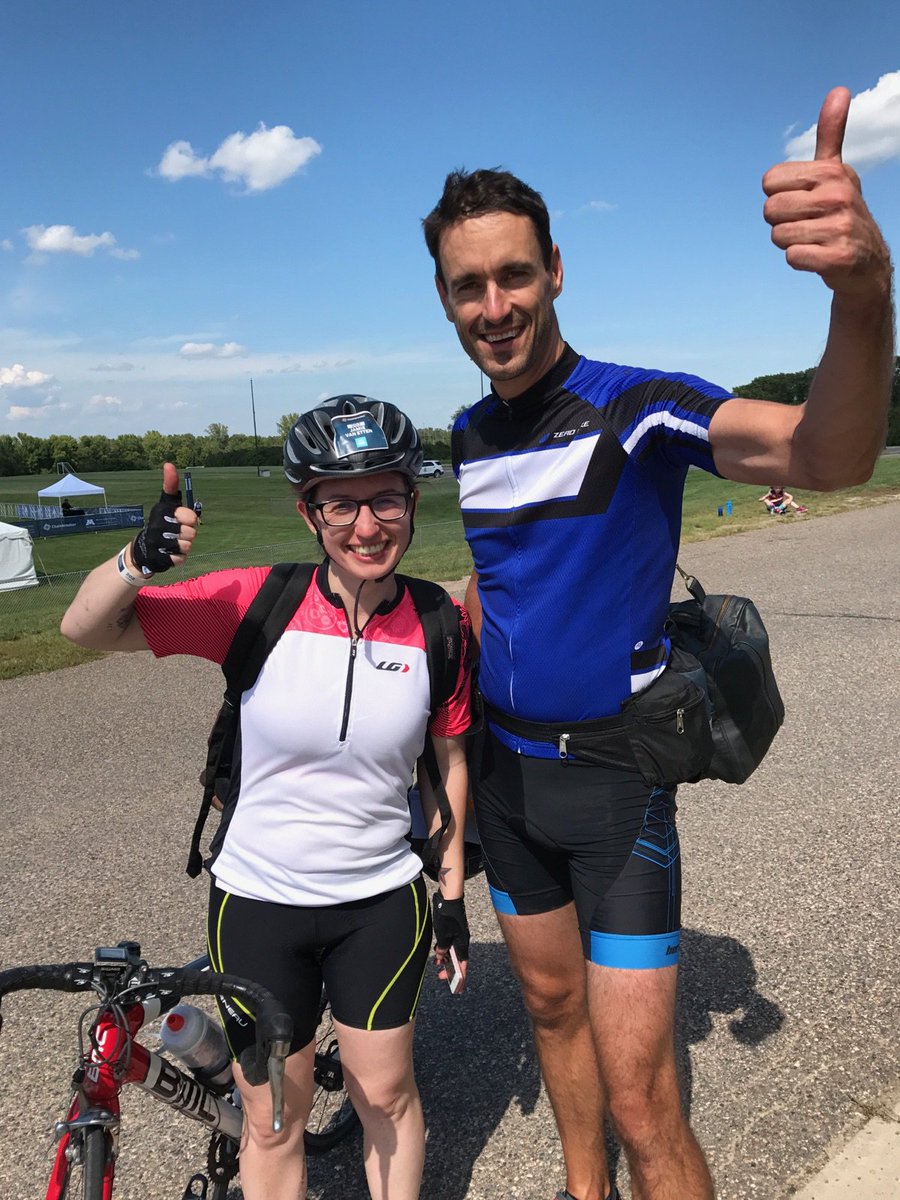 UMNCancer's tweet photo. Prostate cancer researchers at @UMN_Cancer, Scott Dehm and Jamie VanEtten, finished the 100!!! https://t.co/1DIbRsIPJo