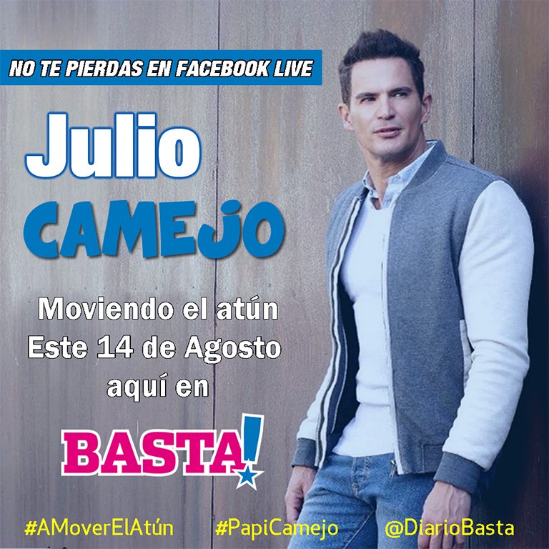 diariobasta's tweet photo. #PapiCamejo No te pierdas este próximo lunes 14 de agosto a @Julio_Camejo en Facebook Live para todos nuestros seguidores de @diariobasta https://t.co/5etL86A0fS