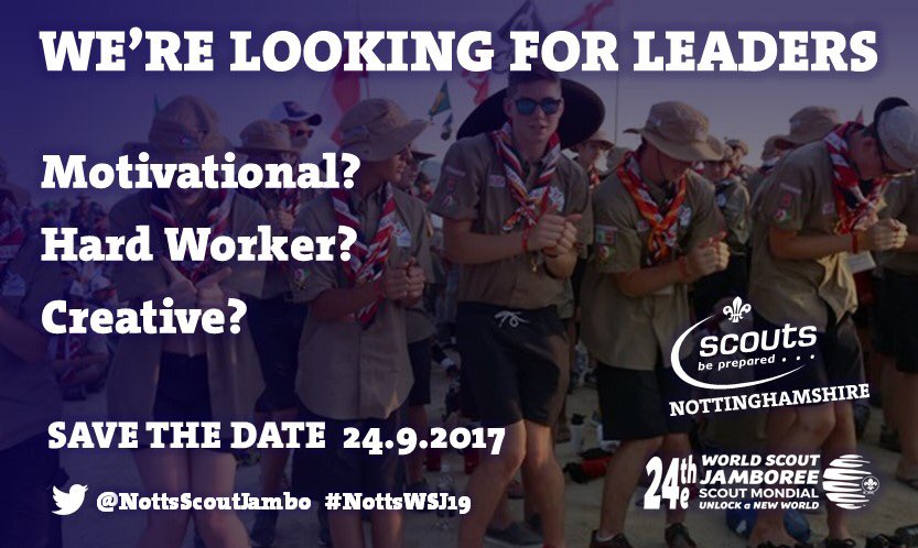 Calling all #NottsScouts Leaders. We've just sent you an email about the 24th World Scout Jamboree #NottsWSJ19 mailchi.mp/87976c78746c/w…
