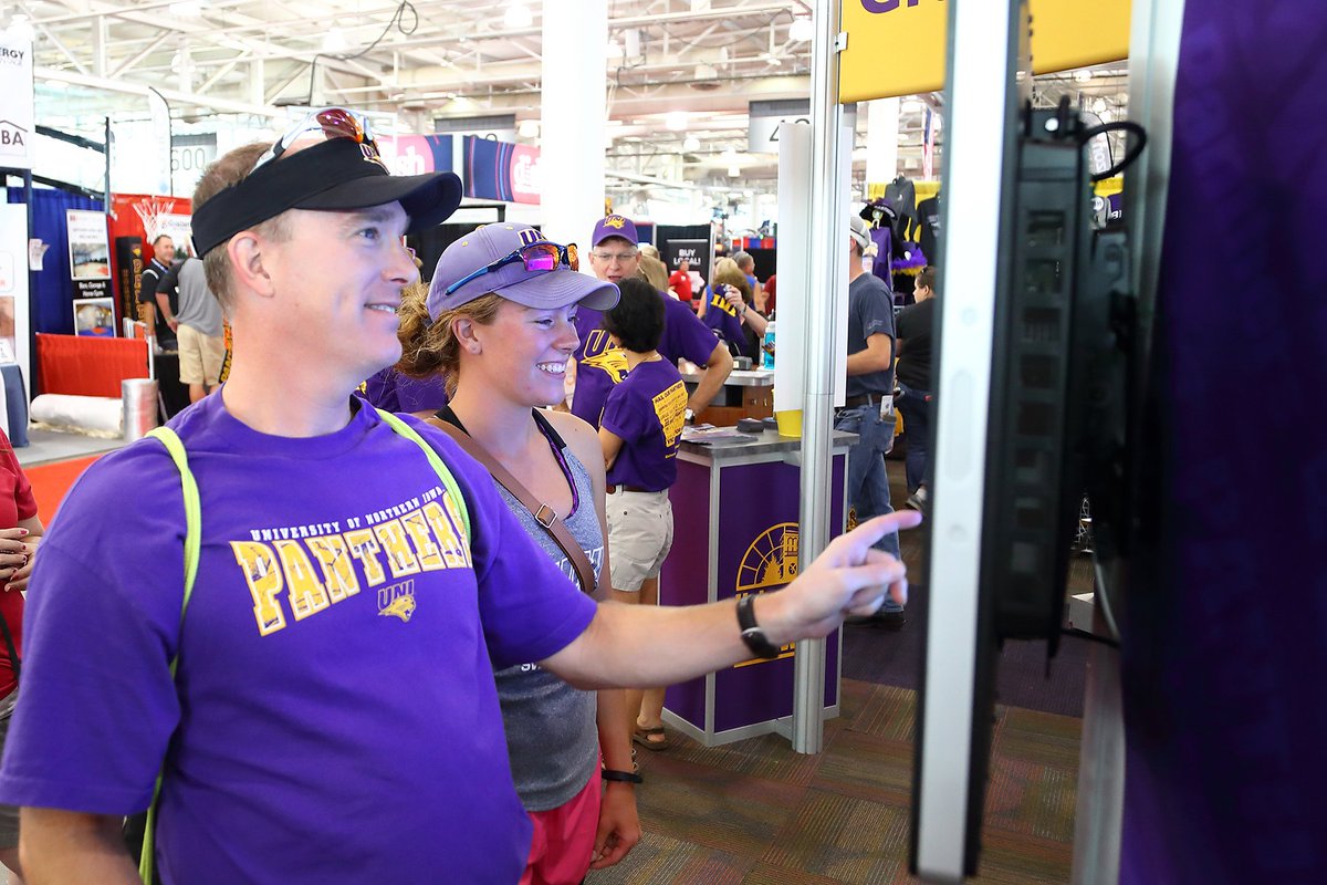 northerniowa's tweet photo. President Nook, TC, and TK had a blast at the @IowaStateFair! Be sure to swing by our booth in the Varied Industries Building. https://t.co/tWVnPqbKyn