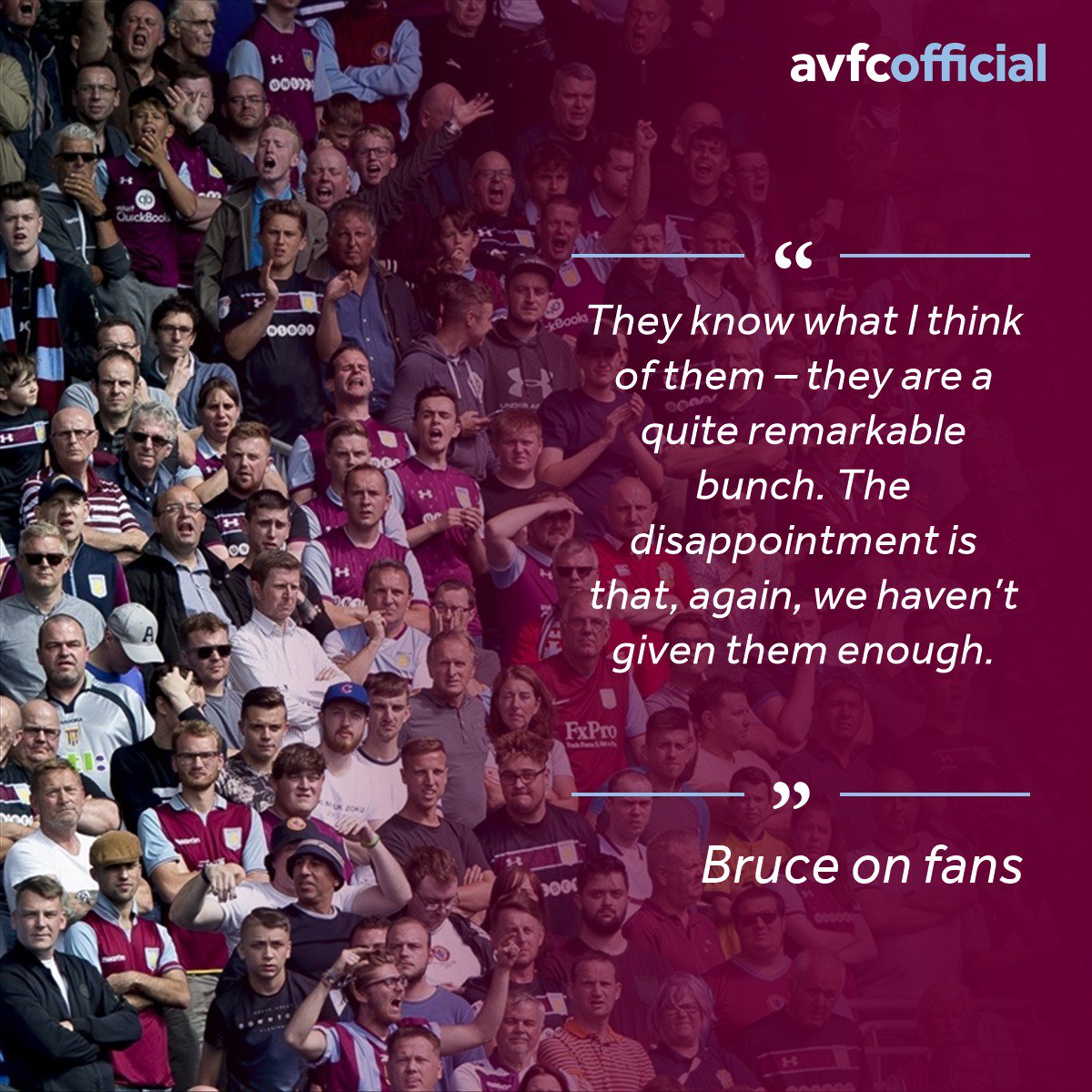 AVFCOfficial's tweet photo. 💬 Steve Bruce: "Our fans are quite remarkable - and we didn't give them enough"...

#AVFC https://t.co/5WQ43rhJOP