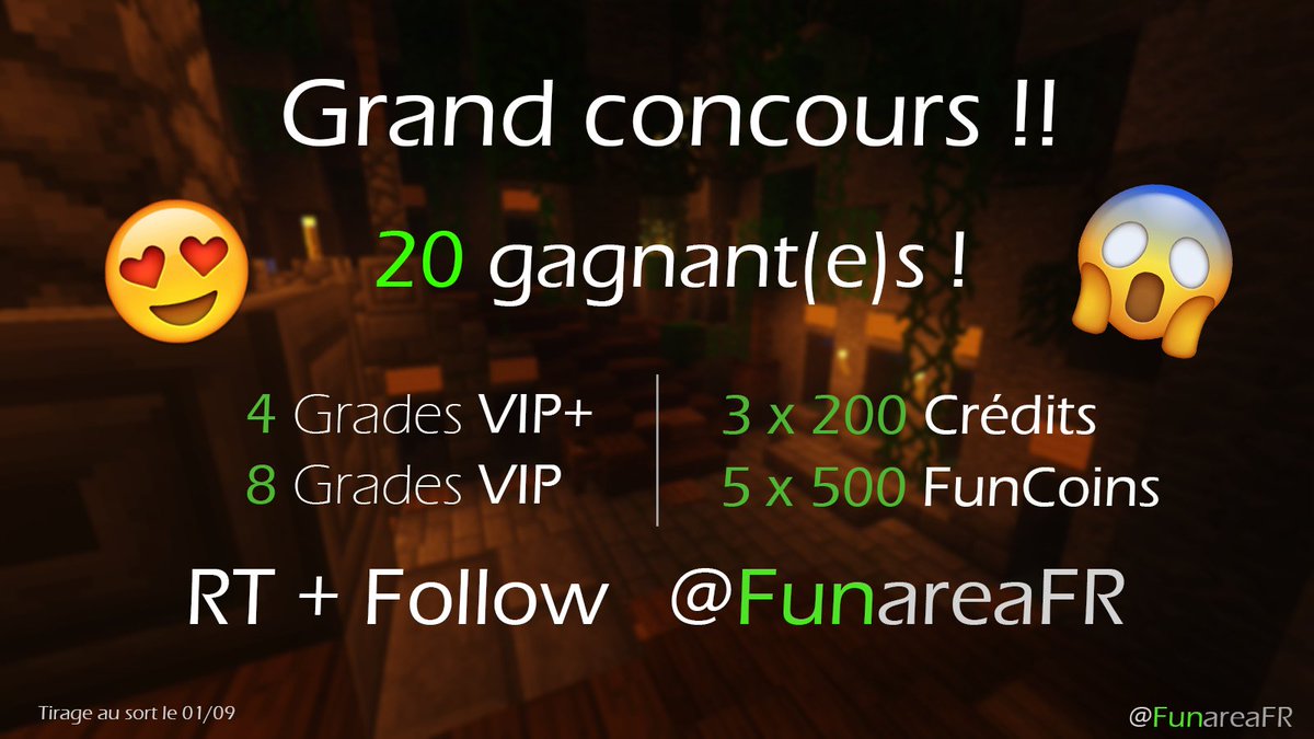 FunareaFR's tweet photo. 📌Grand CONCOURS sur FUNAREA !! 😱

A gagner : 4 VIP+, 8 VIP, 3 x 200 Crédits, 5 x 500 FC ! 😍😍

=> RT + FOLLOW @FunareaFR  ! 😏 https://t.co/QS0R6IYUth
