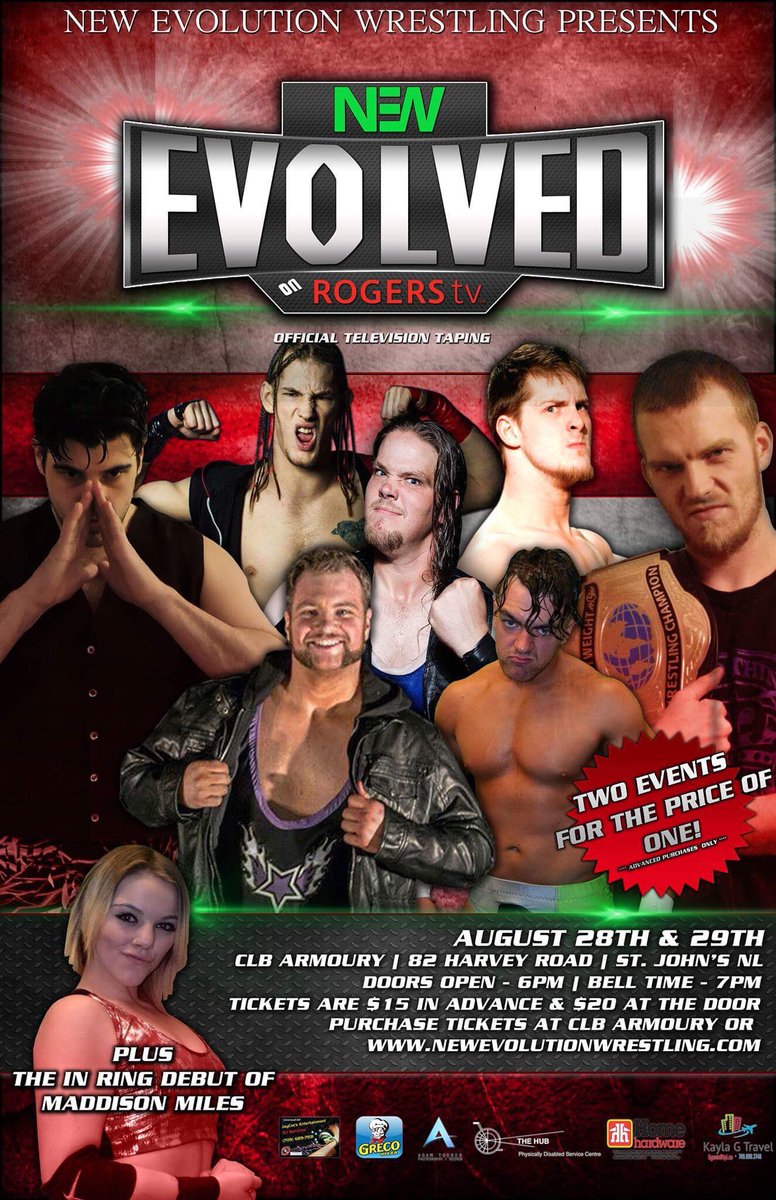 NewWrestlingNL's tweet photo. Just a couple of weeks away from our next set of #NEWEvolved TV tapings. August 28th and 29th #NEW #NewEvolutionWrestling #ROGERStv https://t.co/GGLwlRhVXR