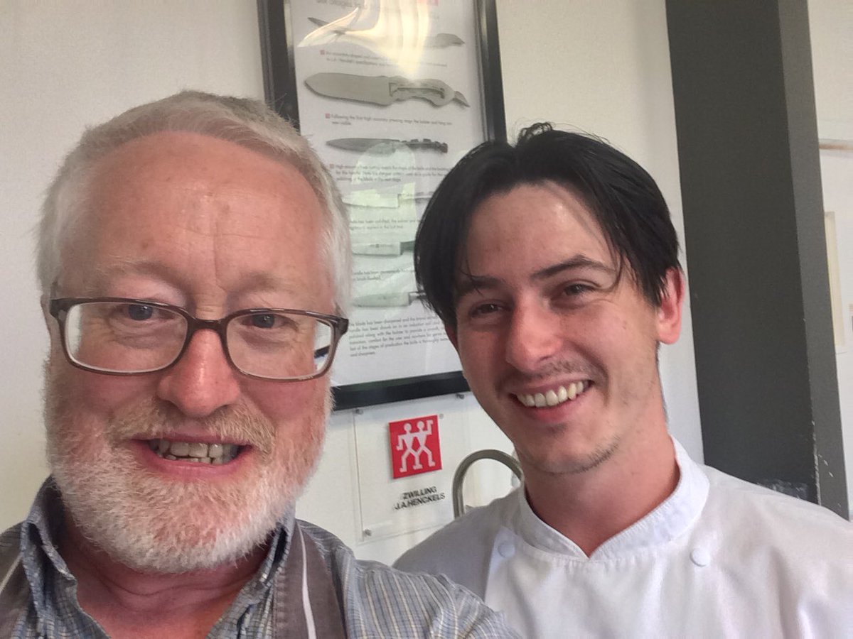 Great day with <a href="/lewie_d/">Lewis Donegan</a> teaching tricks of the trade at the <a href="/NickNairn/">Nick Nairn</a> cook school in Aberdeen #toptutor #kitchengod