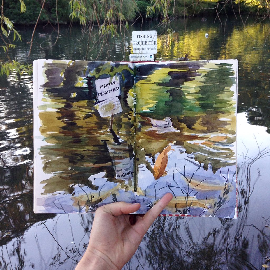 izlesou's tweet photo. Coy pond #sketch #sketchbook #watercolour https://t.co/x3vUotm7pd