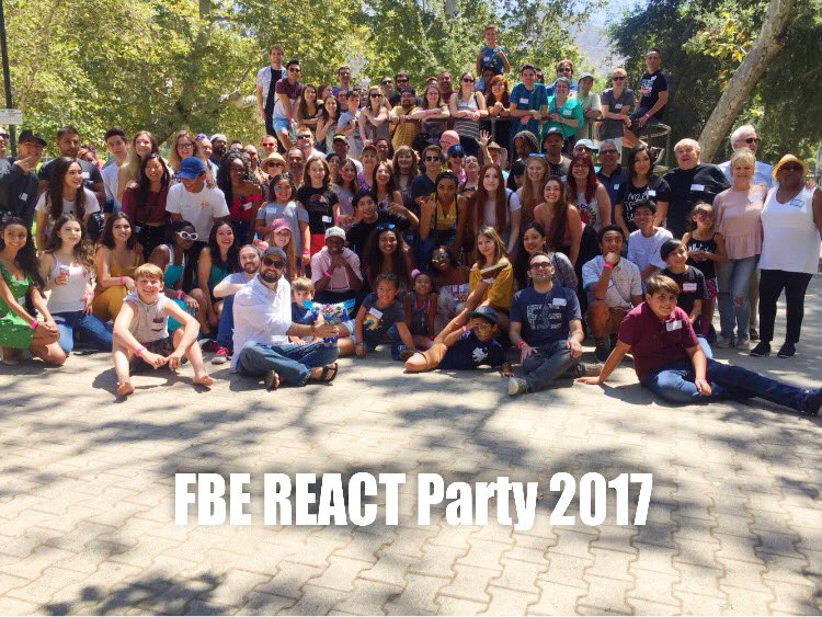 react's tweet photo. So crazy how big the #FBEfam has grown, it's because of all of YOU that today we're at our annual REACT party, so humbling and amazing ❤️ https://t.co/UiQRGymEra