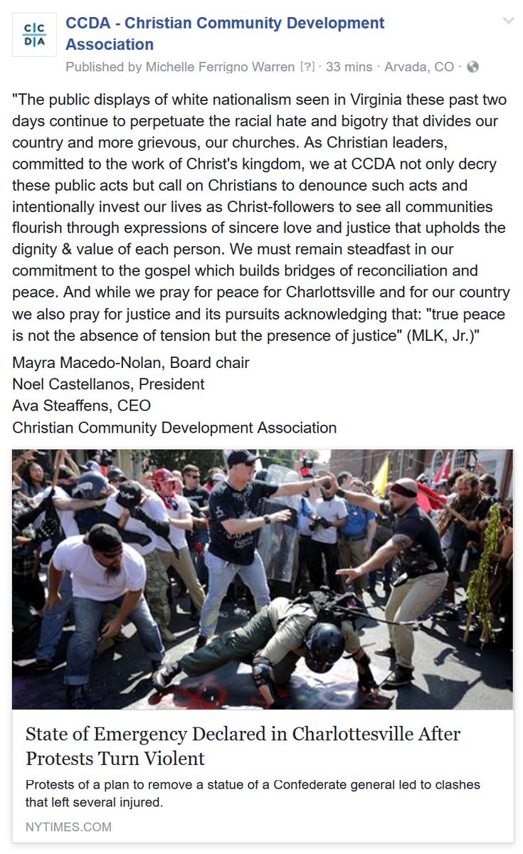 iamccda's tweet photo. We at CCDA decry these public displays of white nationalism seen in VA &amp; call on Christians to denounce such acts...
https://t.co/v12RwtDXBY https://t.co/tNGbwVUiXP