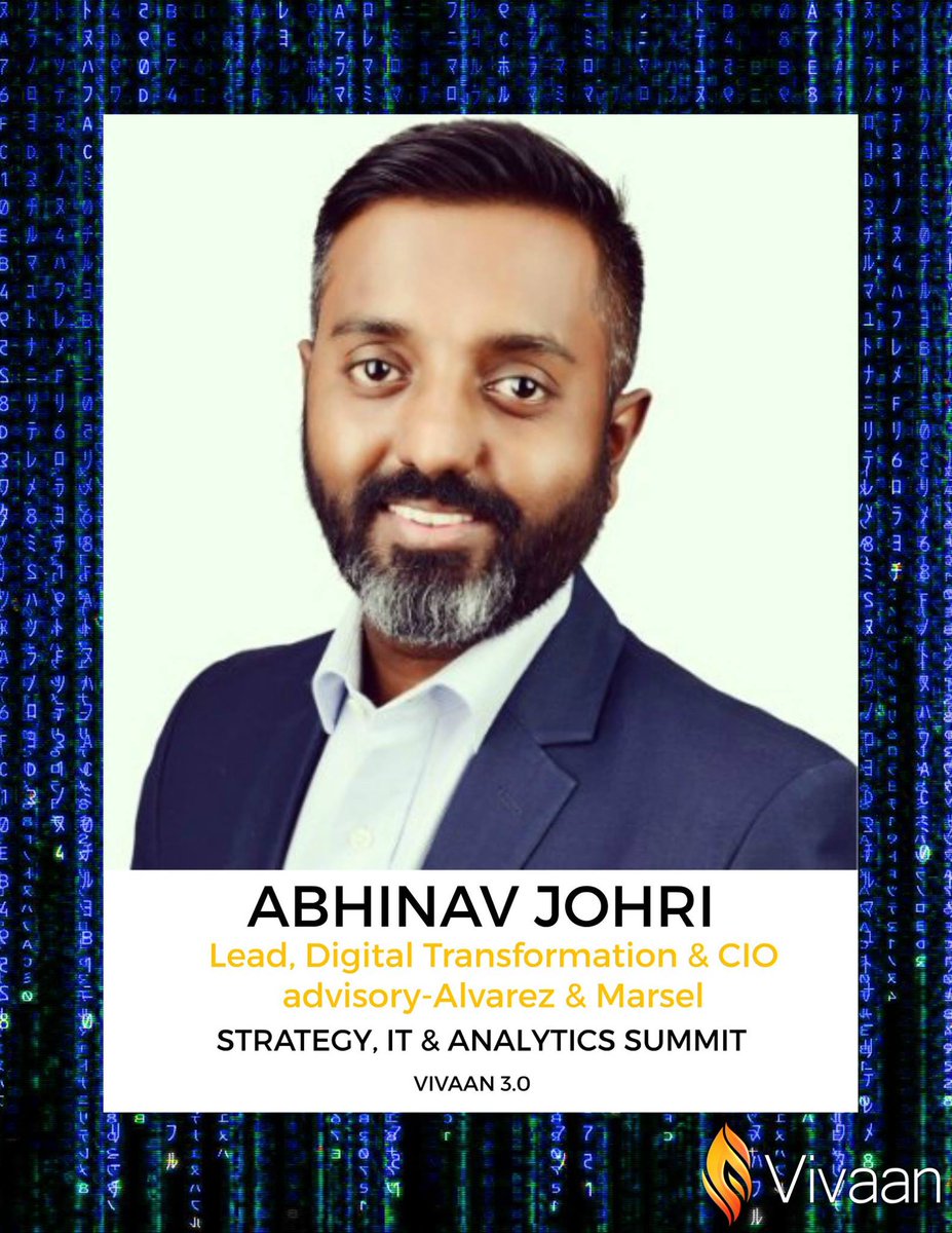 IIFT_Vivaan's tweet photo. Mr.Abhinav Johri ,Lead, Digital Transformation &amp; CIO advisory,Alvarez &amp; Marsal will be speaking on strategy, IT and analytics at #Vivaan2017 https://t.co/GLTVzt2l75