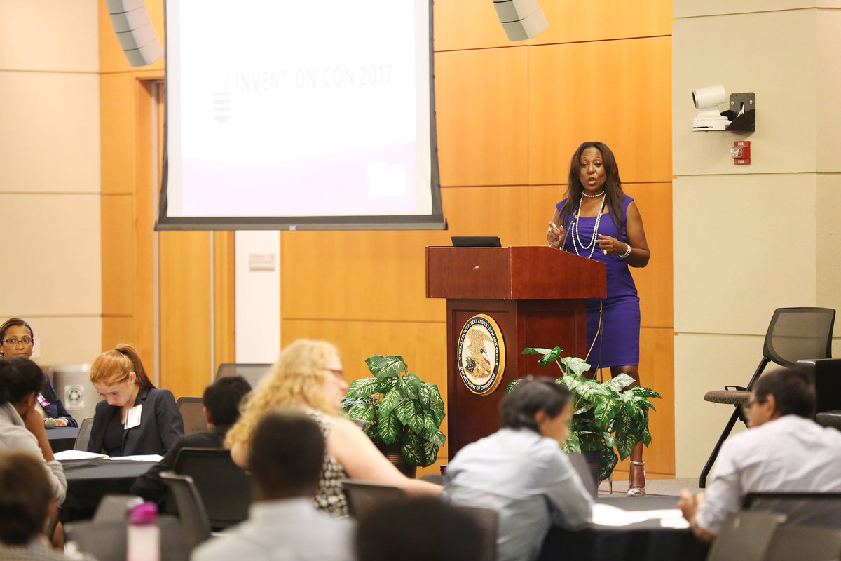 uspto's tweet photo. Invention-Con wraps up after morning sessions with kid inventors, entrepreneur @LisaAscolese, and talks on #trademarks. #InventorEvent https://t.co/5qoS6meMrY