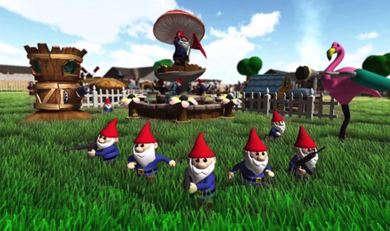 Kotaku's tweet photo. Canceled PS4 game would have let you play team deathmatch as garden gnomes https://t.co/zCV0KR0osL https://t.co/MhFvbF3vws