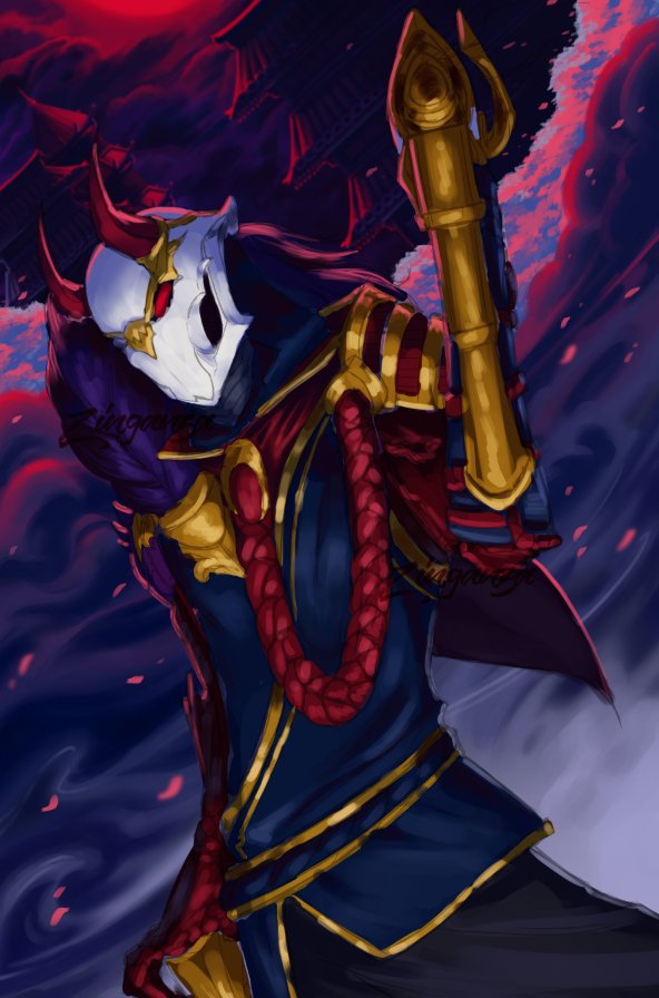 Jolthound's tweet photo. wip of a Bloodmoon Jhin personal commission! One of my fave BM skins of the series :) #leagueoflegends #jhin https://t.co/7NlqAzbJfO