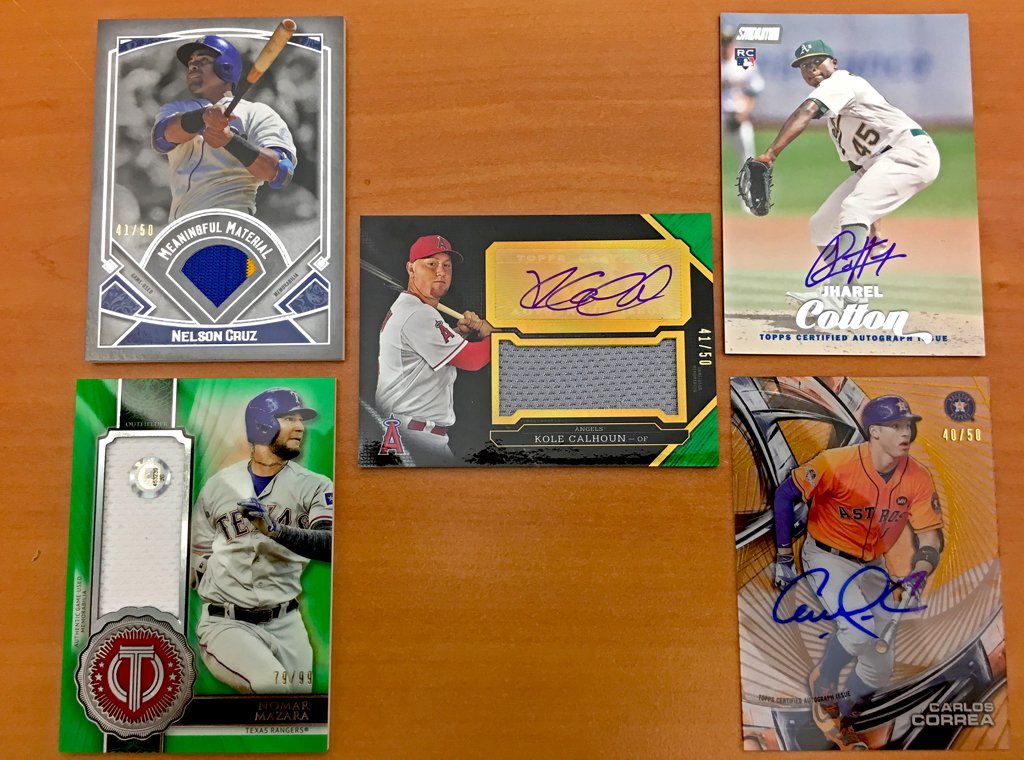 MLB's tweet photo. @Topps Last division: AL West, and these @Topps #MLBCards are worth the wait.
   
RT for a chance to win one of these five. https://t.co/M0m3gGMjev