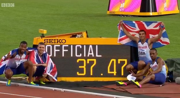 BBCSport's tweet photo. A historic night.
A historic gold medal.

Congratulations @BritAthletics 4x100m mens 🥇 

➡️ https://t.co/XU0YU46N3u #London2017 https://t.co/Kde0iufAJw