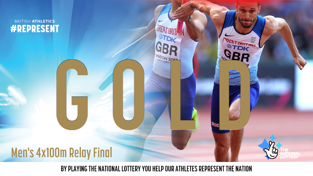 It’s GOLD for our men’s 4x100m relay team. What a race! Third fastest time EVER!! 😲🥇🥇🥇🥇 #REPRESENT #London2017 

RT for a surprise...