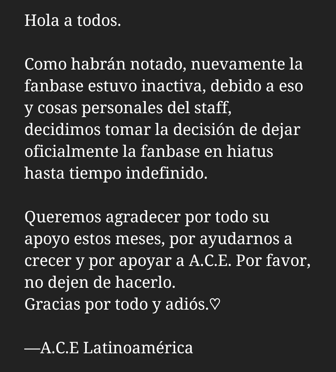 ACE_Latam's tweet photo. 《AVISO IMPORTANTE》 https://t.co/qwWg86qY2F