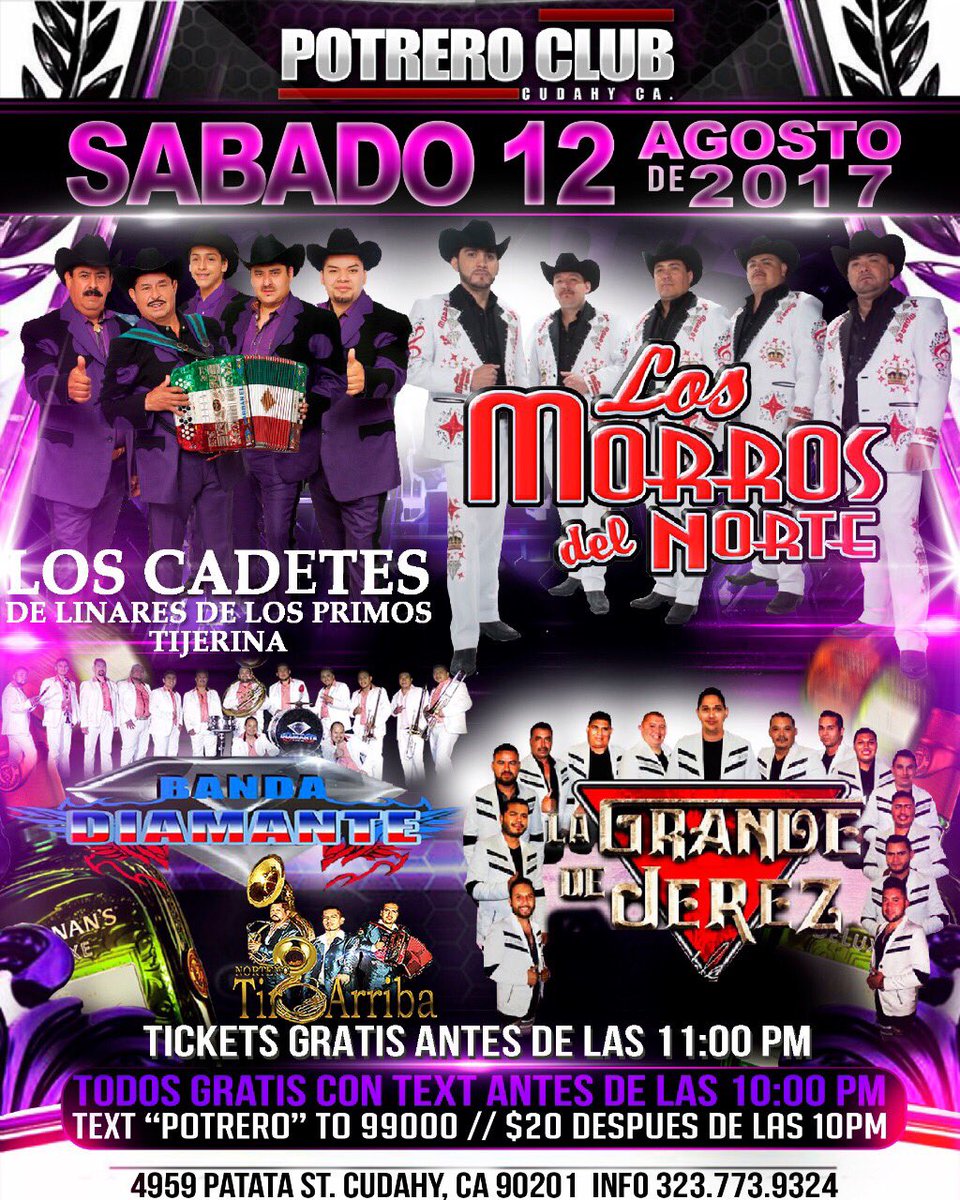 Hoy sábado gran bailazo con LOS MORROS DEL NORTE, LOS CADETES DE LINARES DE LOS PRIMOS TIJERINA Y LA GRANDE DE JEREZ,