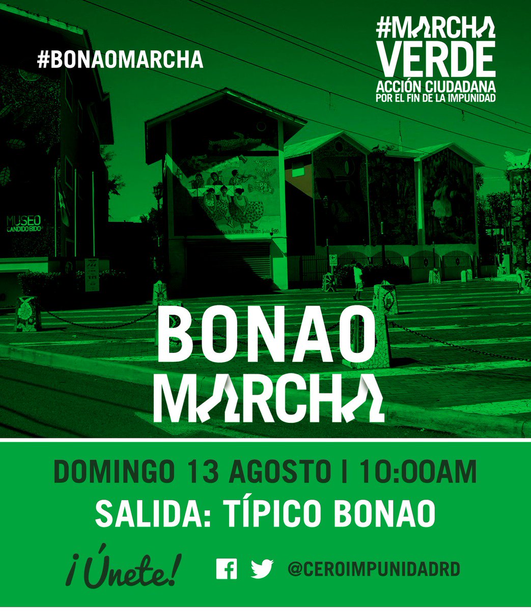 CeroImpunidadRD's tweet photo. Este domingo #BonaoMarcha para seguir el camino por el fin de la impunidad. #MarchaVerde https://t.co/VtxU9BNW0a