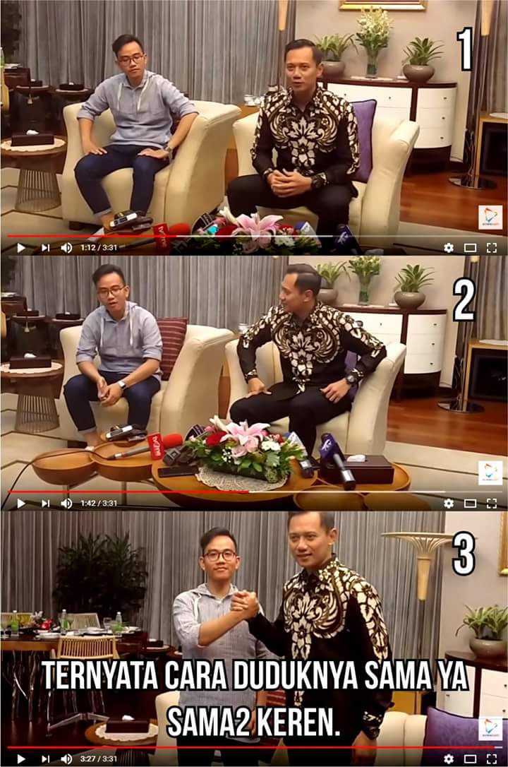 Nih buat genk pekok yg ngatain cara duduk anak JKW....sama gak sama AHY??? Buka mata kamu lebar2 yah.....jgn pura2 picek, ntar picek beneran