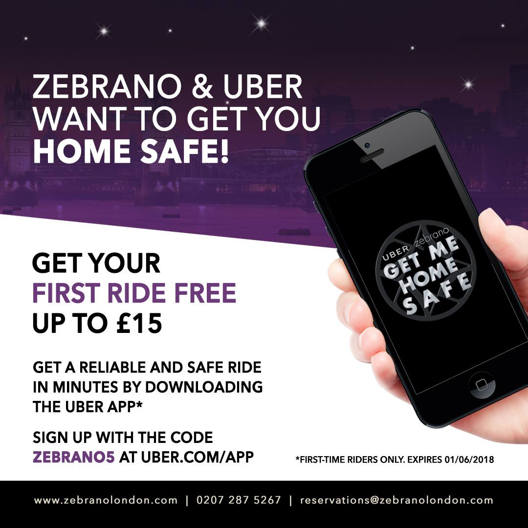 Hey Party people, we really care about our guests & we're thrilled to collaborate with @uber #Getmehomesafe 🌟Get your £15 OFF