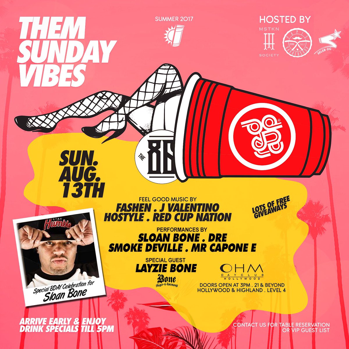 RedCupDayParty's tweet photo. Them Sunday Vibes about to go Up 🔥 w/ @iamSLOANBONE @MrCaponeE @Smoke_Deville @The86ersBrand https://t.co/euYH6G191t