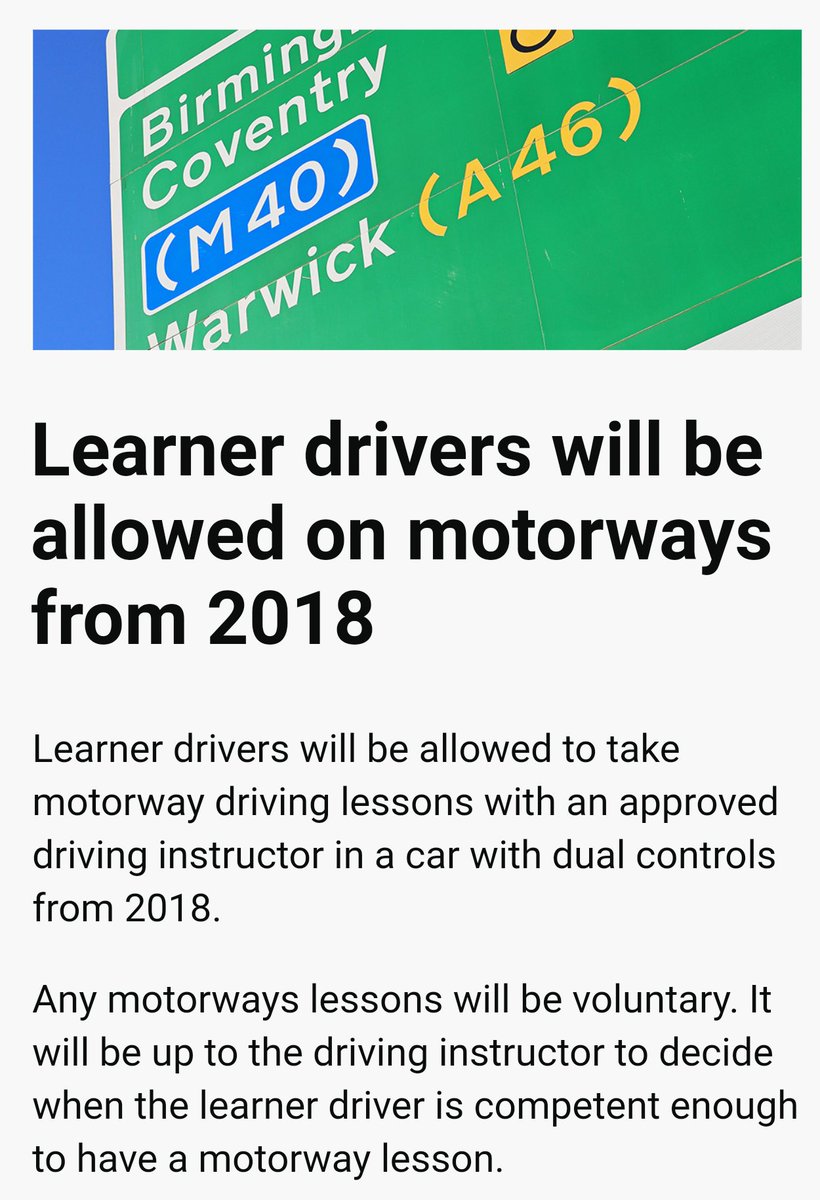 It's about time. Now we can teach them properly before they pass! 

#learnersonmotorways
