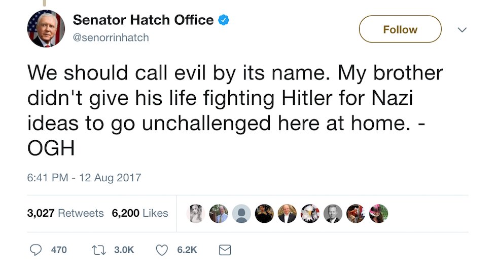 GOP senator: My brother didn't die fighting Hitler for Nazis to go unchallenged today
hill.cm/dn6QPl6