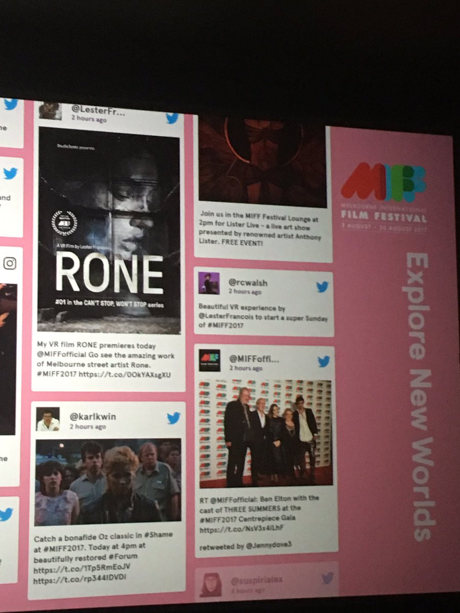 mynameispatrick's tweet photo. Tweet from @rcwalsh appeared on the pre-show screening of Fysh #proud #miff2017 https://t.co/CAE0OcB2vM