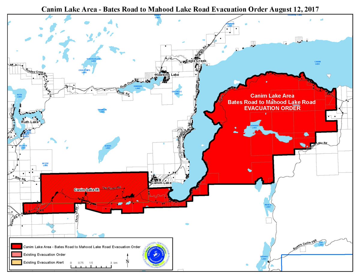 CaribooRD's tweet image. Evacuation Order : for Canim Lake Area. The area includes Bates Road to Mahood Lake Road  #BCWildfire