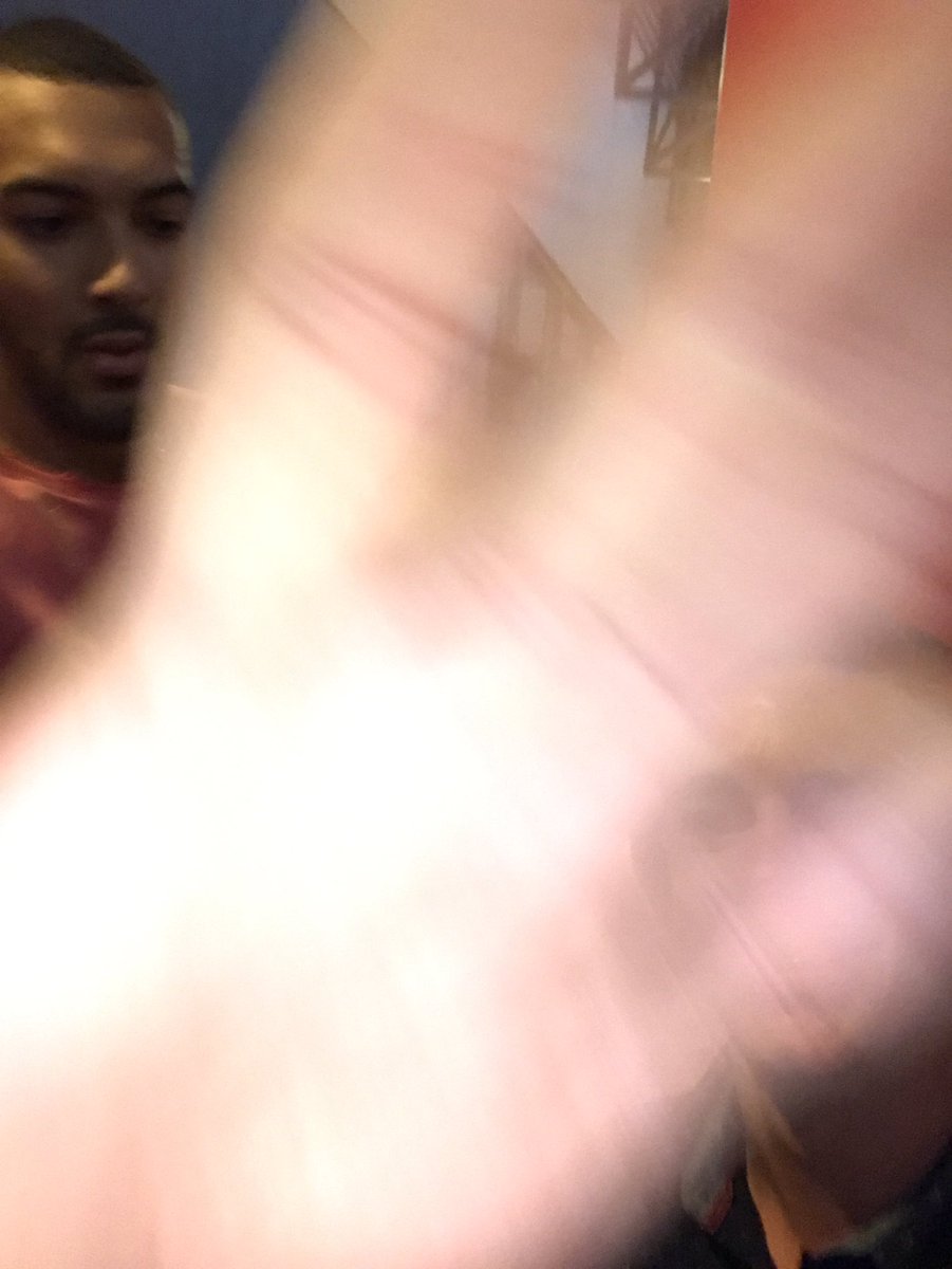 AllredWyatt's tweet photo. Got stuffed by Rudy Gobert tonight. Legit blocked my picture as he walked by. https://t.co/SYN5t0ymAj