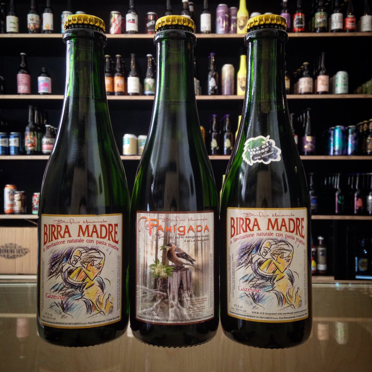 #SourSunday goes to Italy 🇮🇹 two Birra Madres; sours with sourdough yeast, one with grapes, and Panigada - a bretted BA elderflower saison 😺