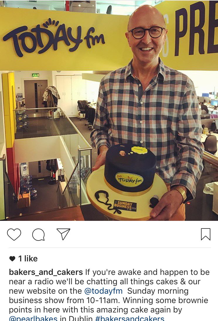 PearlBakes's tweet photo. I was delighted to make this cake for @TodayFM @ConallOM hope you enjoyed it. Well done Mary @BakersAndCakers!! Congrats on the new venture! https://t.co/W9cTQaZNMc