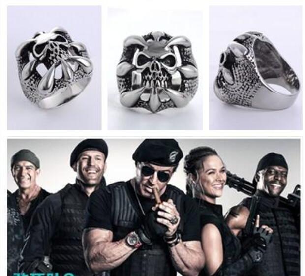 andysoar82's tweet image. The Expendables Skull Ring Punk Biker Style Gothic Skeleton Rings for Men 316L Stainless Steel Stallone's Lucky Ring Jewelry for EXP Fans