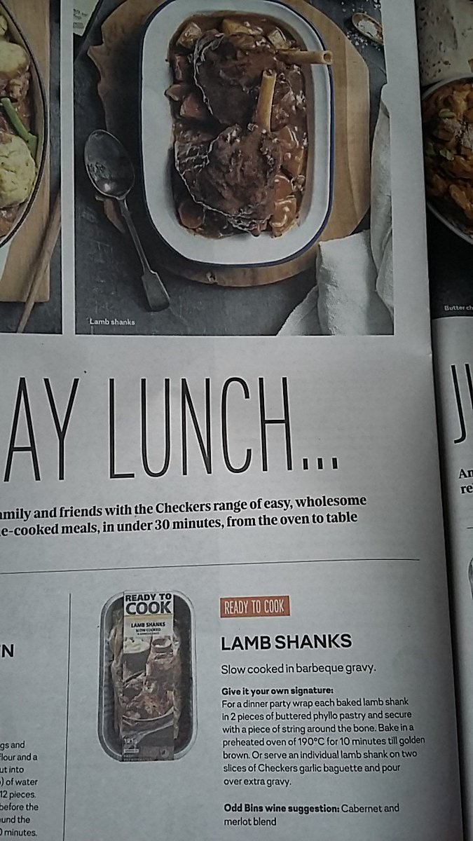 NicolaLMeyer's tweet photo. The @CheckersSA Ready to Cook Lamb Shanks are divine #CheckersReadyToCook https://t.co/tkRpCUF0DD