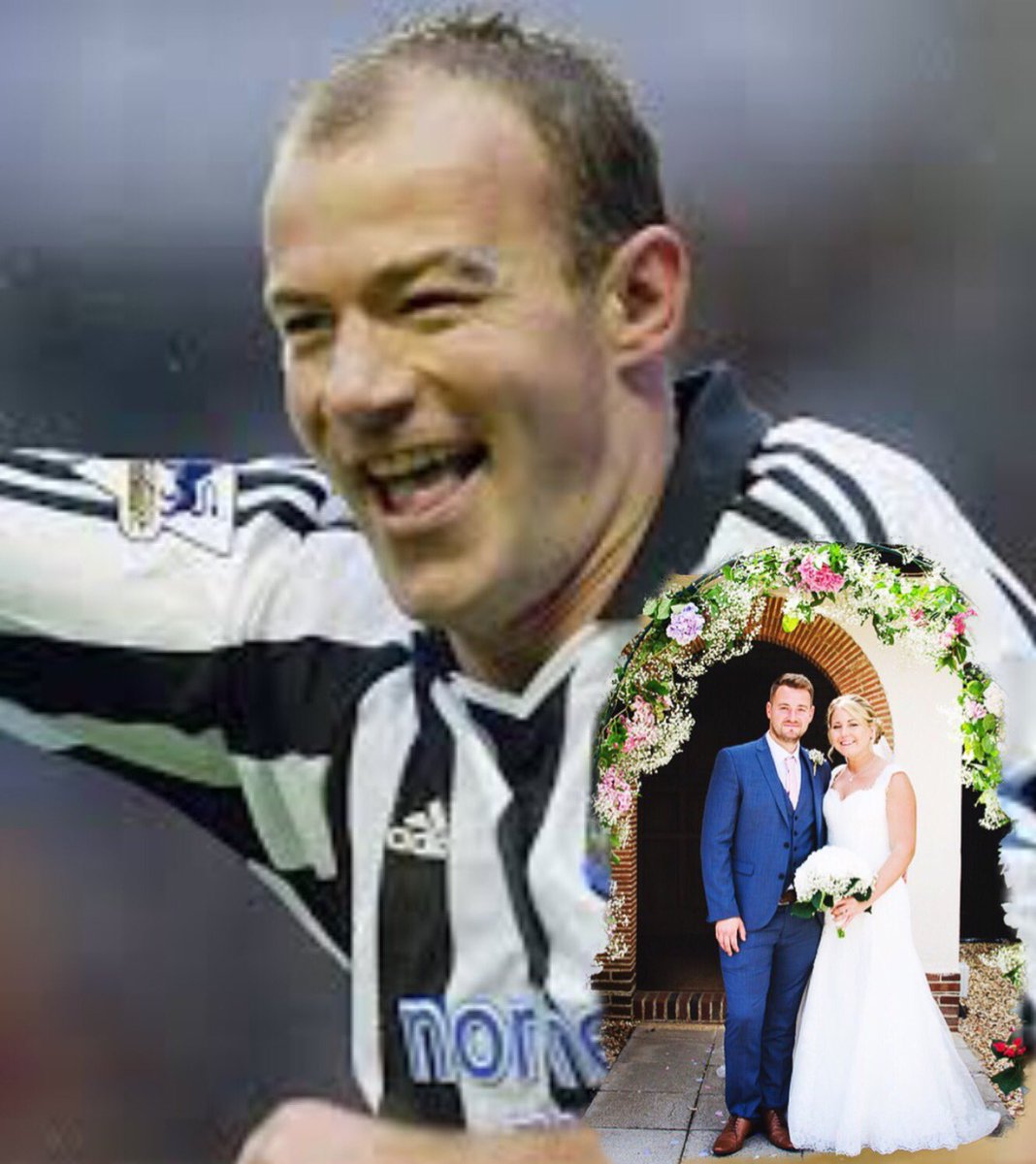 seanhuggins2's tweet photo. Happy birthday @alanshearer greatest striker of all time!! And happy 1st wedding anniversary to @lcole1986 https://t.co/42RCqS66ad