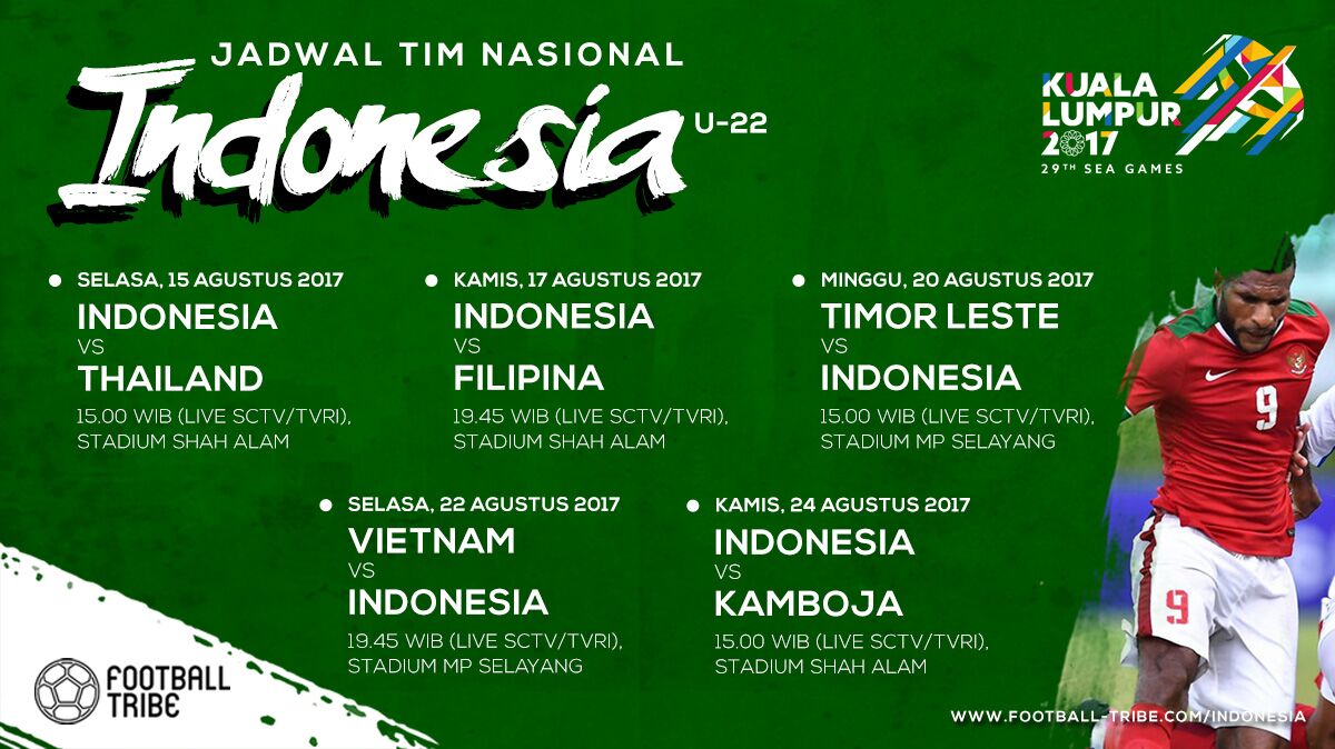 FootballTribeID's tweet photo. Jadwal Timnas Indonesia U-22 di Sea Games 2017. Catat! https://t.co/mDubkp9TZB